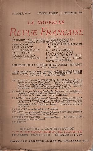 Seller image for La Nouvelle Revue Franaise Septembre 1921 N 96 for sale by PRISCA