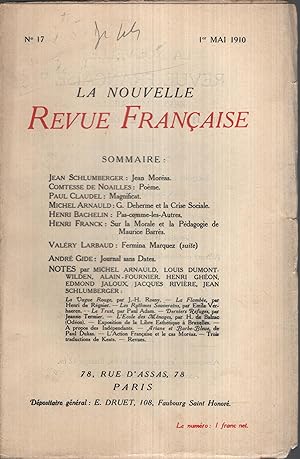 Seller image for La Nouvelle Revue Franaise Mai 1910 N 17 for sale by PRISCA