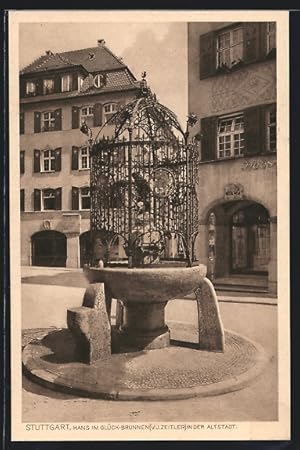 Bild des Verkufers fr Ansichtskarte Stuttgart, Am Hans im Glck-Brunnen zum Verkauf von Bartko-Reher