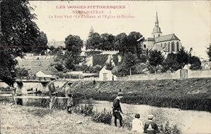 Ansichtskarte / Postkarte Neufchâteau Lorraine Vosges, Grüne Brücke, Schloss und St.-Nikolaus-Kir...