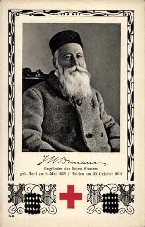 Passepartout Ansichtskarte / Postkarte Henry Dunant, Begründer des Roten Kreuzes, Portrait