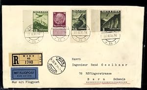 DR Ostmark, Österreich Nr. 600, 604, 609 mit DR 520 auf R-Luftpostbrieg