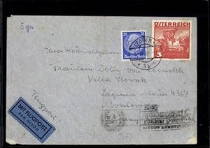 DR Ostmark, Österreich Nr. 586 mit DR 522a, Luftpostbrief nach Uruguay