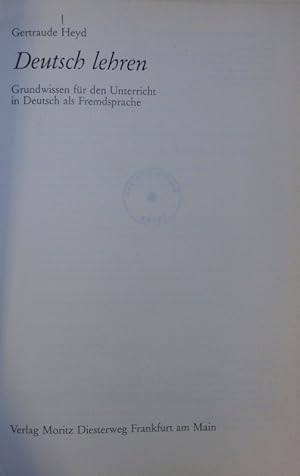 Bild des Verkufers fr Deutsch lehren. zum Verkauf von Antiquariat Bookfarm