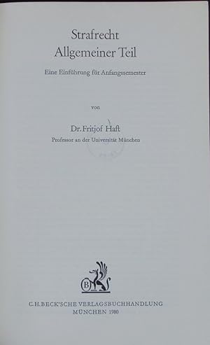 Seller image for Strafrecht, allgemeiner Teil. for sale by Antiquariat Bookfarm