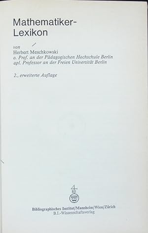 Seller image for Mathematiker-Lexikon. for sale by Antiquariat Bookfarm