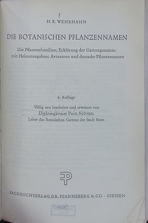 Seller image for Die botanischen Pflanzennamen. for sale by Antiquariat Bookfarm