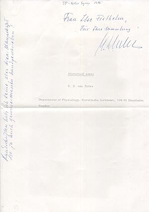 Bild des Verkufers fr Ulf von Euler Autograph | signed programmes / books zum Verkauf von Markus Brandes Autographs GmbH