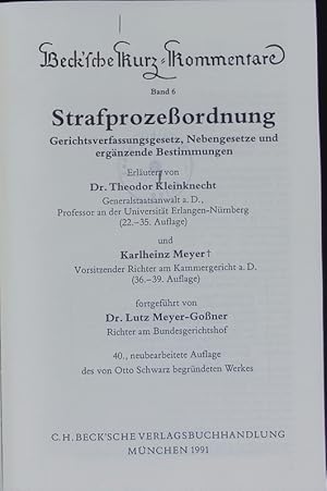Seller image for Strafprozeordnung. for sale by Antiquariat Bookfarm