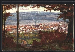Seller image for Knstler-Ansichtskarte Schorndorf / Remstal, Totalansicht vom Waldrand aus for sale by Bartko-Reher