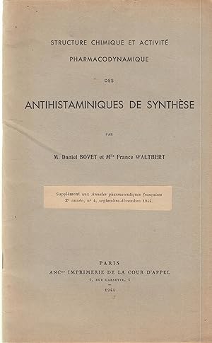 Imagen del vendedor de Structure chimique et activit pharmacodynamique des antihistaminiques de synthse, a la venta por Librairie Lalibela