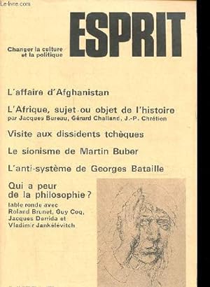 Esprit n°38 février 1980 - L'affaire d'Afghanistan - l'Afrique sujet ou objet de l'histoire par J...