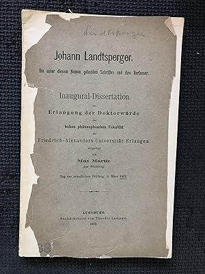 Johann Landtsperger; Die unter diesem Namen gehenden Schriften und ihre Verfasser