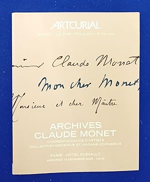 Immagine del venditore per Archives Claude Monet : correspondence d'artiste, collection Monsieur et Madame Cornebois. [ Artcurial, auction catalogue, sale date: 13 Decembre 2006 ]. venduto da Wykeham Books