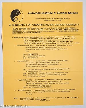 A Glossary for Understanding Gender Diversity [folded handbill]