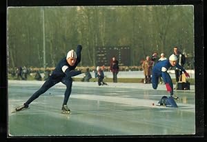 Ansichtskarte Erhard Keller beim Eisschnellauf bei der Olympiade in Grenoble 1968