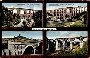 Ansichtskarte / Postkarte Vogtland, Göltzschtalbrücke, Elstertalbrücke, König Friedrich August Br...