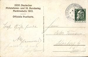 Privat-Ganzsache Bayern PP 27 C 39 02, 24. Deutscher Philatelistentag Marktredwitz 1912, SSt. B0.01