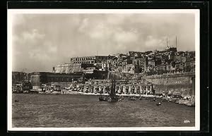 Ansichtskarte Malta, Ortsansicht von der Hafenseite