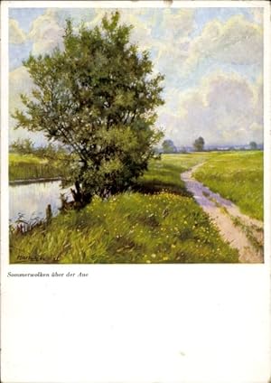 Künstler Ansichtskarte / Postkarte Hartwig, W., Sommerwolken über der Aue, Emmerich Nr. 1011