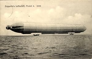 Ansichtskarte / Postkarte Zeppelin's Luftschiff, Modell 4, Jahr 1908