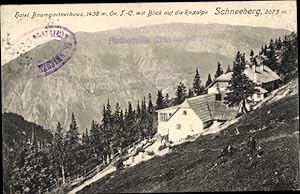 AK Hotel Baumgartnerhaus, Berghütte mit Blick auf die Raxalpe, Schneeberg