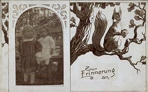 Ansichtskarte / Postkarte Zwei Kinder, Portrait, Eichhörnchen