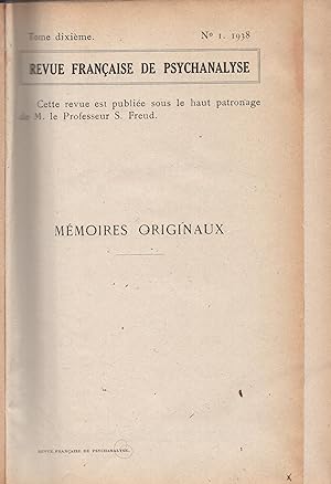 Bild des Verkufers fr Revue Franaise de psychanalyse premire anne 1938 (n 1, 2, 3 et 4) (prcieux exemplaire d'Henri Ey) zum Verkauf von Librairie Lalibela