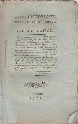 Seller image for Essai historique sur les tats-gnraux et avis  la nation. for sale by Librairie Lalibela