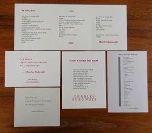 5 Poetry Broadside Cards (be cool, fool / our bones / I shot the cat / I saw a tramp last night /...