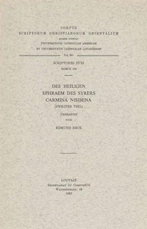 Seller image for Des Heiligen Ephraem Des Syrers Carmina Nisibena, II : Zweiter Teil -Language: German for sale by GreatBookPrices