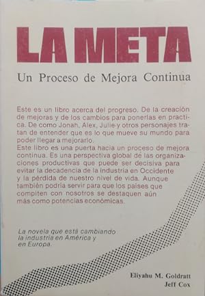 Seller image for La meta. Un proceso de mejora continua. Traduccin y adaptacin: Enrique Rey Arufe for sale by Librera Reencuentro