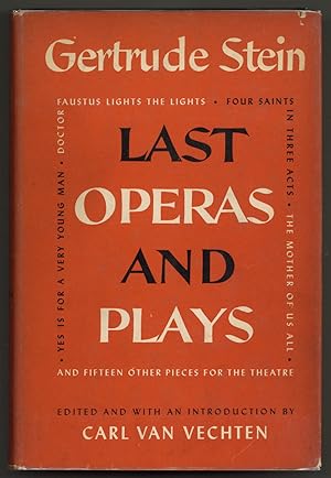 Bild des Verkufers fr Last Operas and Plays zum Verkauf von Between the Covers-Rare Books, Inc. ABAA