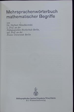 Bild des Verkufers fr Mehrsprachenwrterbuch mathematischer Begriffe. zum Verkauf von Antiquariat Bookfarm