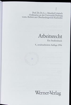 Bild des Verkufers fr Arbeitsrecht. zum Verkauf von Antiquariat Bookfarm