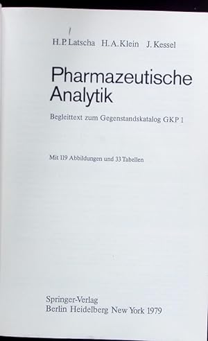 Bild des Verkufers fr Pharmazeutische Analytik. zum Verkauf von Antiquariat Bookfarm
