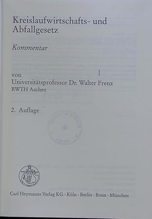 Seller image for Kreislaufwirtschafts- und Abfallgesetz. for sale by Antiquariat Bookfarm