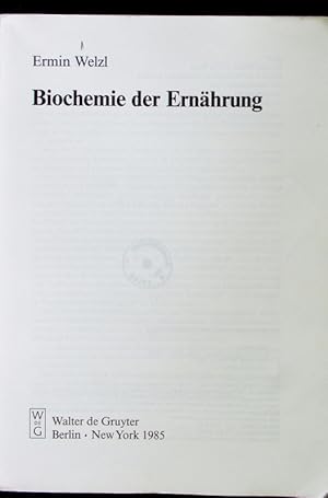 Image du vendeur pour Biochemie der Ernhrung. mis en vente par Antiquariat Bookfarm