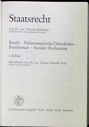 Seller image for Parlamentarische Demokratie, Bundesstaat, Sozialer Rechtsstaat. for sale by Antiquariat Bookfarm