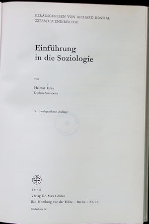 Seller image for Einfhrung in die Soziologie. for sale by Antiquariat Bookfarm