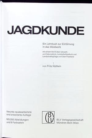 Image du vendeur pour Jagdkunde. mis en vente par Antiquariat Bookfarm