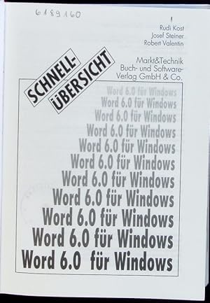 Bild des Verkufers fr Schnellbersicht Word 6.0 fr Windows. zum Verkauf von Antiquariat Bookfarm