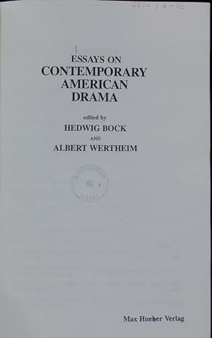 Seller image for Essays on contemporary American drama. for sale by Antiquariat Bookfarm