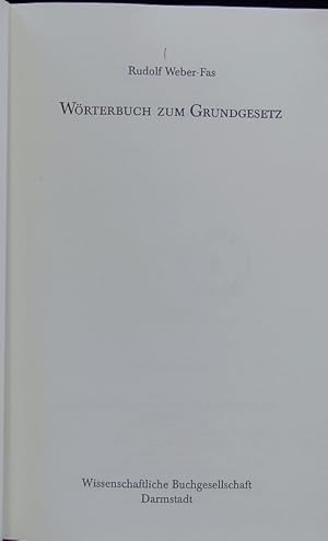 Bild des Verkufers fr Wrterbuch zum Grundgesetz. zum Verkauf von Antiquariat Bookfarm