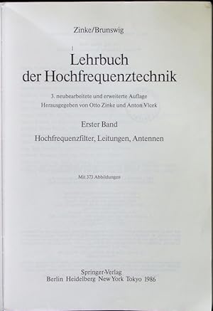 Seller image for Lehrbuch der Hochfrequenztechnik; Bd. 1: Hochfrequenzfilter, Leitungen, Antennen. for sale by Antiquariat Bookfarm