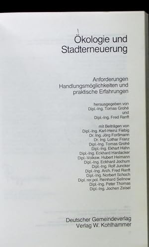 Bild des Verkufers fr kologie und Stadterneuerung. zum Verkauf von Antiquariat Bookfarm