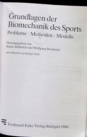 Bild des Verkufers fr Grundlagen der Biomechanik des Sports. zum Verkauf von Antiquariat Bookfarm