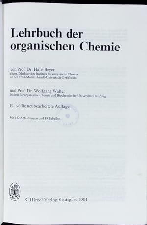 Bild des Verkufers fr Lehrbuch der organischen Chemie. zum Verkauf von Antiquariat Bookfarm