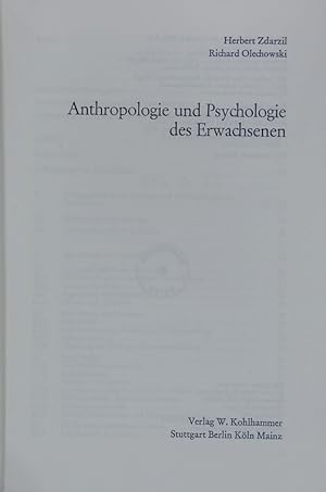 Bild des Verkufers fr Anthropologie und Psychologie des Erwachsenen. zum Verkauf von Antiquariat Bookfarm