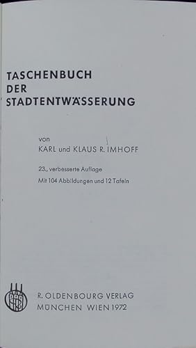 Seller image for Taschenbuch der Stadtentwaesserung. for sale by Antiquariat Bookfarm